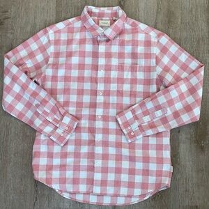Normcore soft boy 7 Diamonds pink and White soft Flannel Plaid Shirt size XL